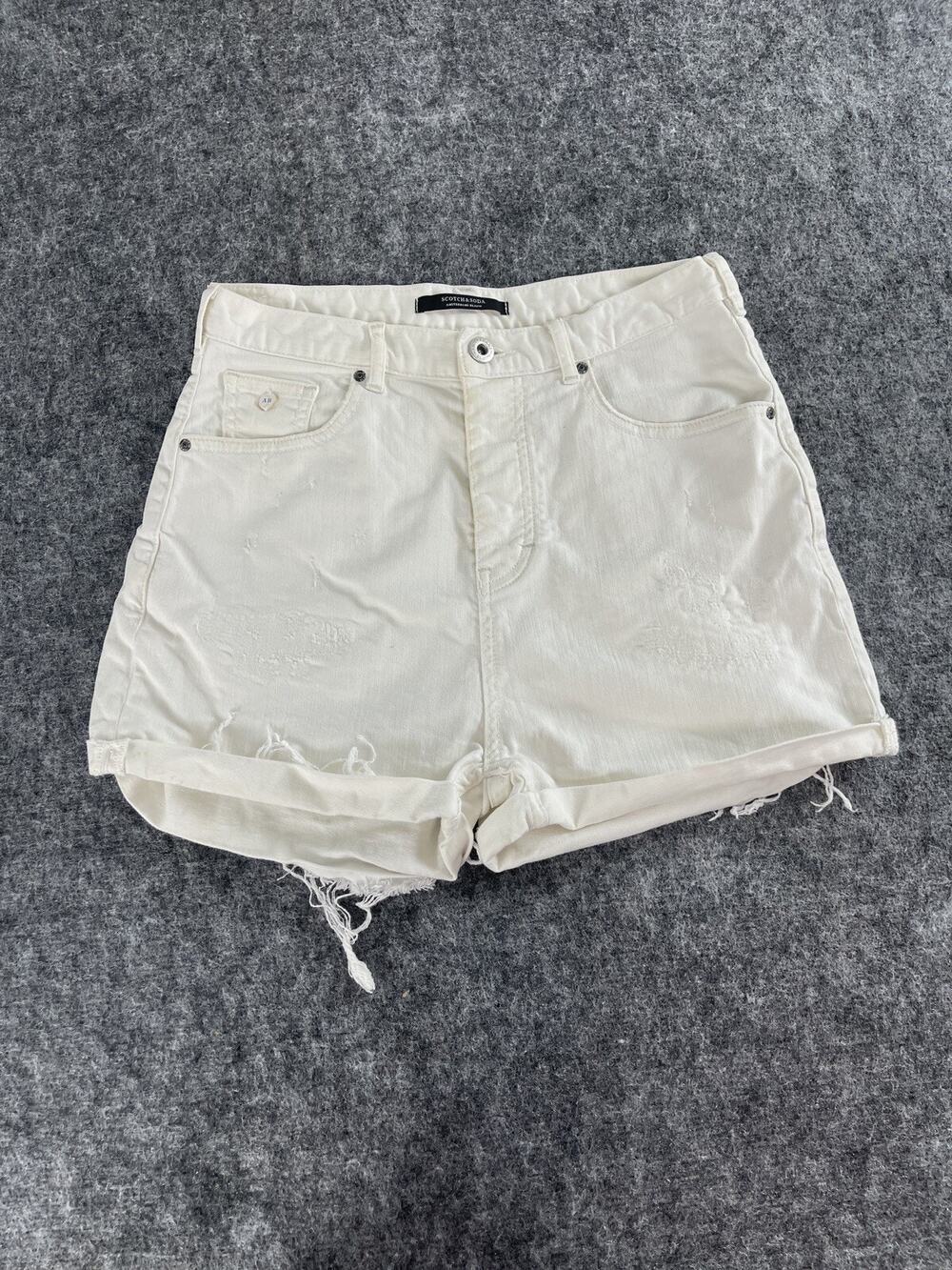 SCOTCH & SODA Shorts Womens 6 -Size 28 White Denim Jean Destroyed N171